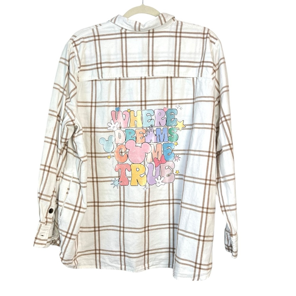 Handmade Disney Flannel J.Crew Neutral Shirt Iron-on Dreams Come True Mickey XXL